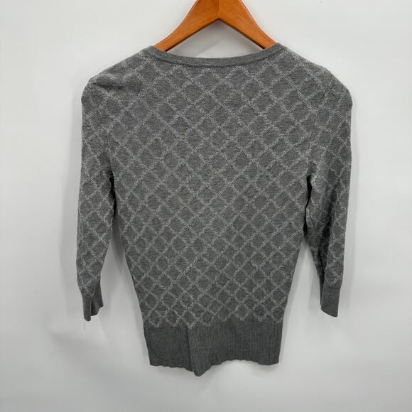 WHITE HOUSE BLACK MARKET Grey Metallic Snap Closure Cardigan Sweater // XS - Picture 8 of 8